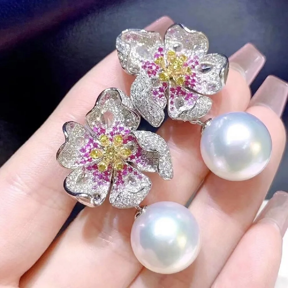 Pearl Earring 9-10mm Gorgeous AAAA Akoya Round White 925S Freeshippings Items