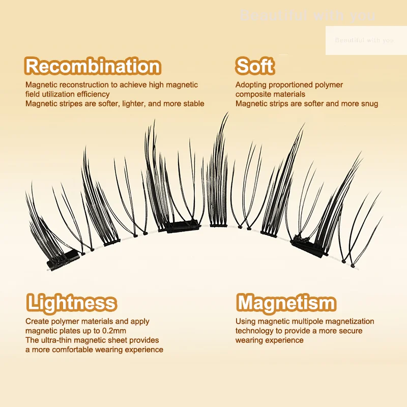 Ciglia magnetiche calde Set 1 paio riutilizzabili Nessuna colla necessaria Ciglia finte con pinzette magnetiche Strumento per trucco ciglia finte ricci