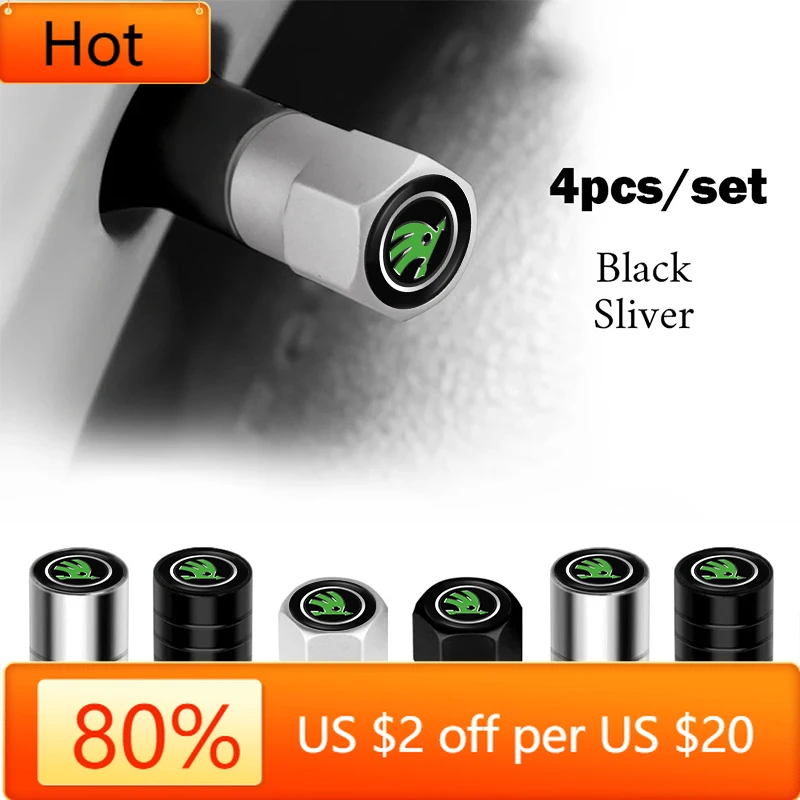 

For Skoda Car Sticker 2025 New 4Pcs Styling Wheel Tire Valve Air Stem Cap Duust Covers For Skoda Octavia Vrs Fabia Superb Yeti R