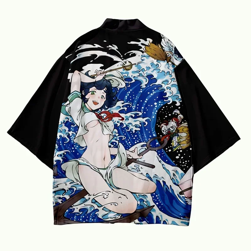 Cárdigan tipo kimono de Anime tradicional para hombre, Yukata de playa de verano para hombre y mujer, Cosplay japonés, ropa asiática Haori 12 MN7