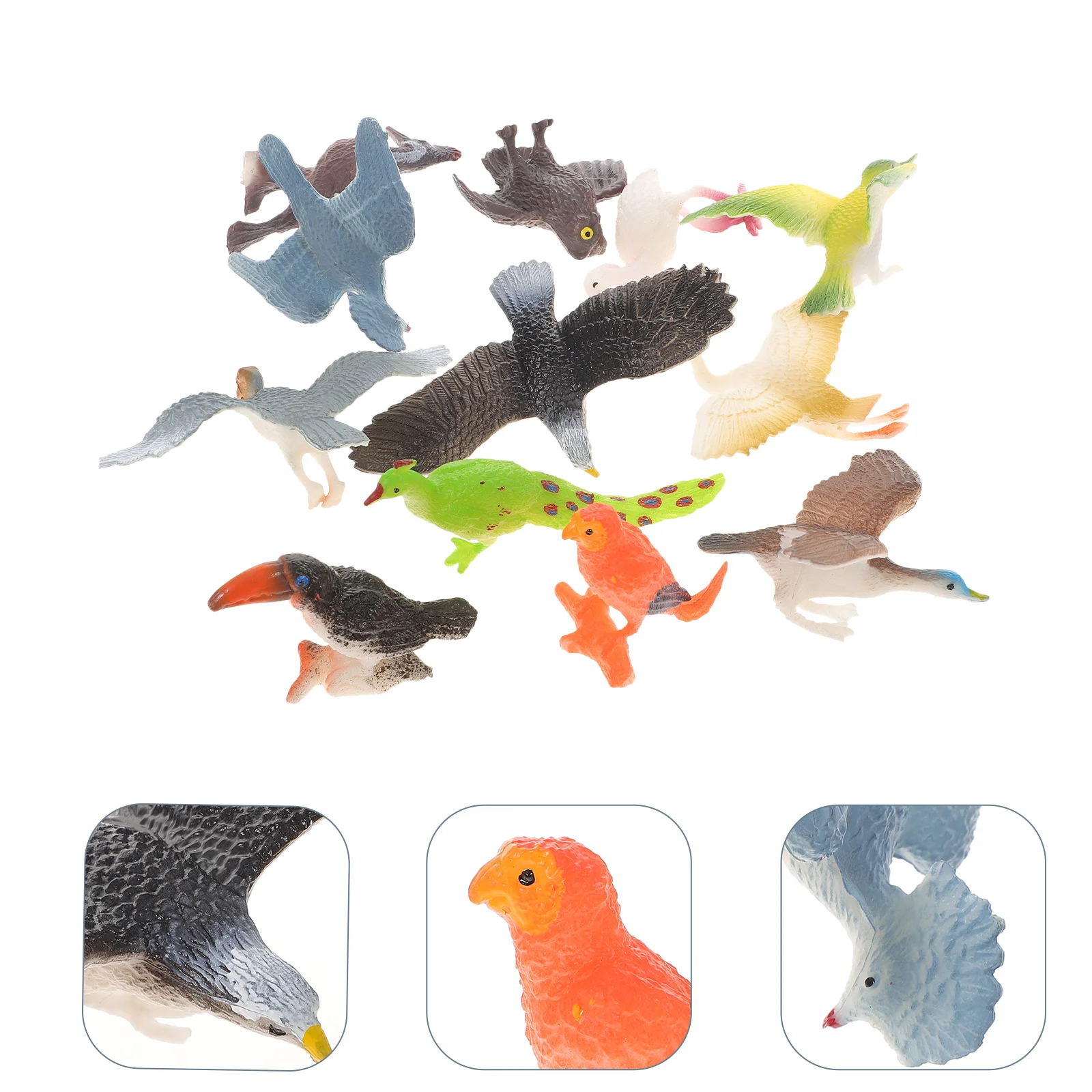 12PCS/Set Simulation Wildlife Model Lifelike Bird Figurine Desktop Adornment Educational Toy Bird model