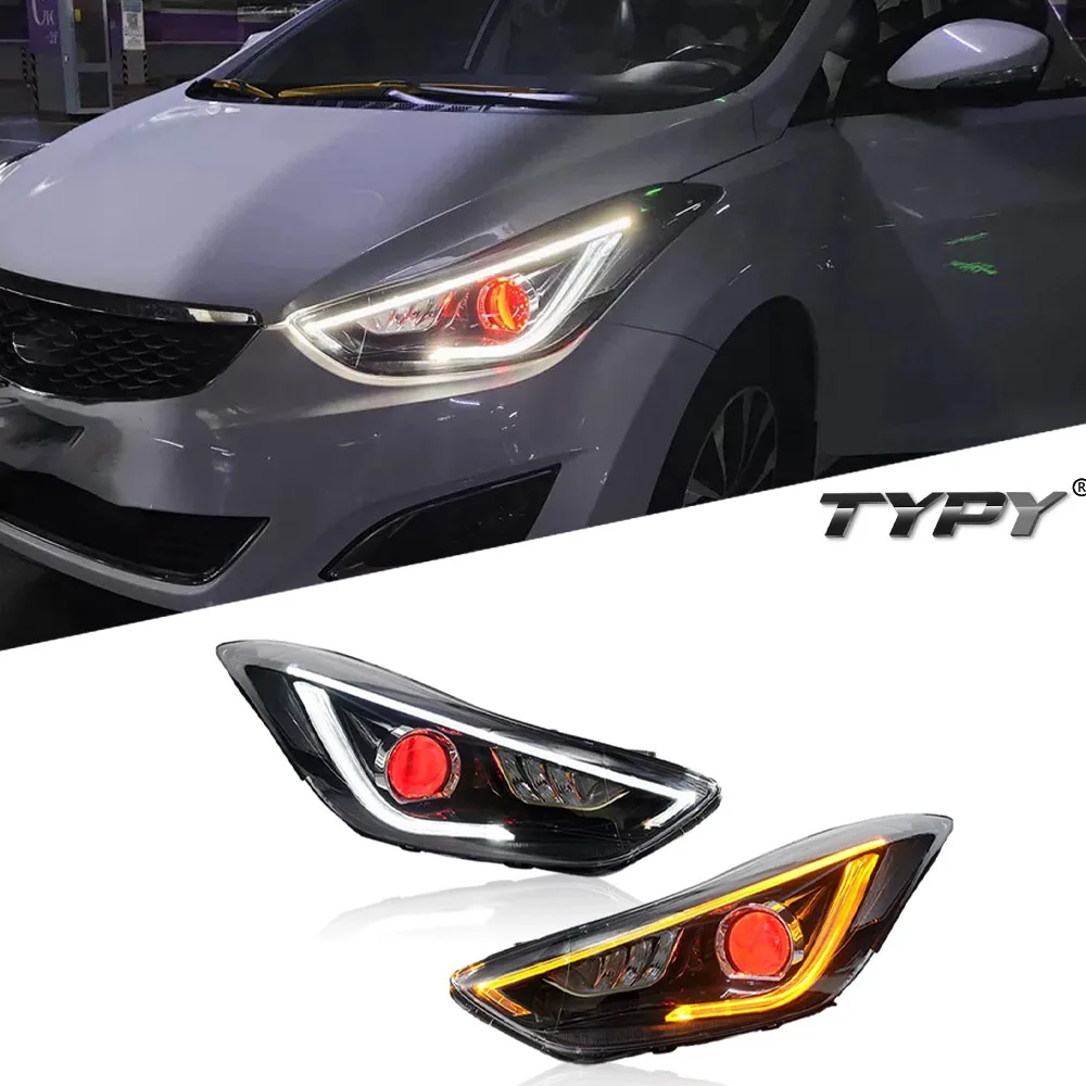 

Car HeadLamp For Hyundai Elantra 2012-2016 Upgrade Modified NEW Elantra Red Demon Eyes Dynamic Lamp Car LED Headlight Assembly