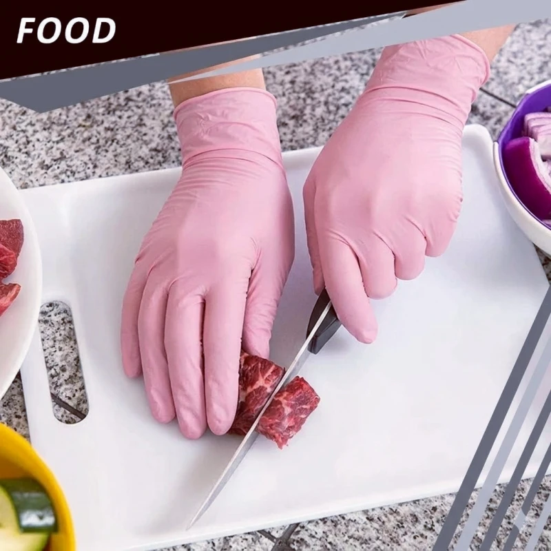 XS/S/M/L Rosa Nitrilhandschuhe Einweg Elastische Latexfreie Haushaltshandschuhe für Frauen Kochen Küche Reinigung Salon Kosmetik – Detail 10
