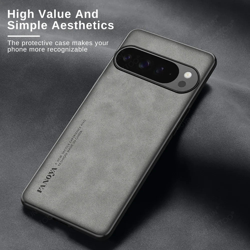 Luxury Sheepskin Leather Case for Google Pixel 9 Pro XL 8 8A 7 7A 6 6A Pro 4G 5G Soft Camera Protect Bumper Silicone Phone Cover