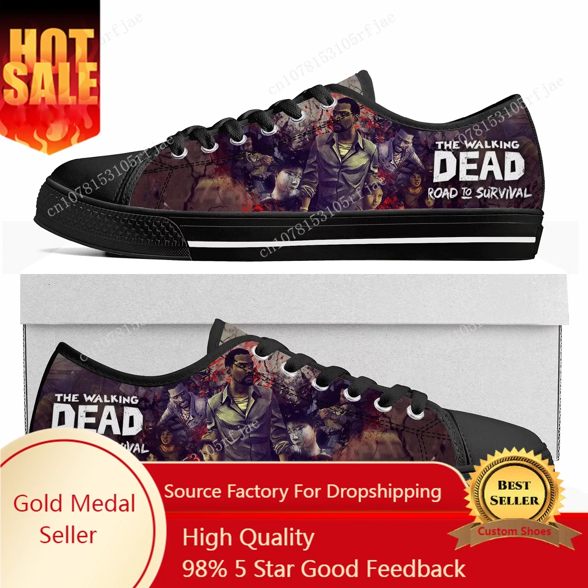 

The Walking Dead Low Top Sneakers Cartoon Game Womens Mens Teenager High Quality Shoes Casual Fashion Tailor Made Canvas Sneaker