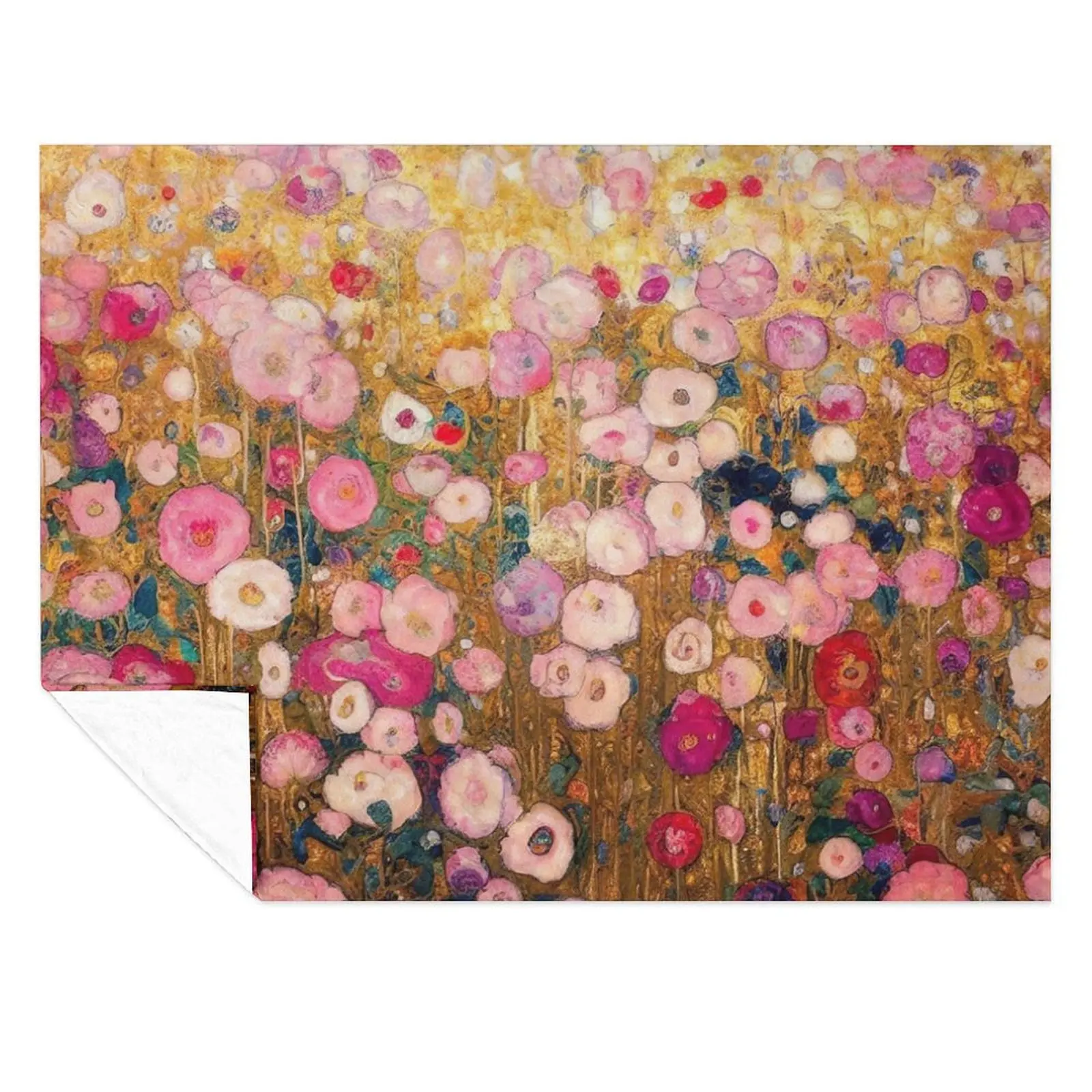 

Gustav Klimt Pink Flower Garden Throw Blanket Retros Polar Loose Blankets