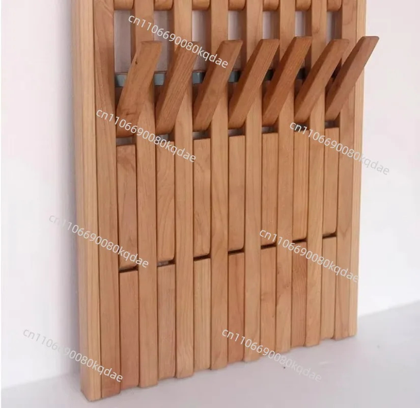 Modern Wood Slatted Wall Panel With Hidden Hooks Wall‑Mounted Coat Rack Minimalist Entryway Storage Organizer For Bags Hats