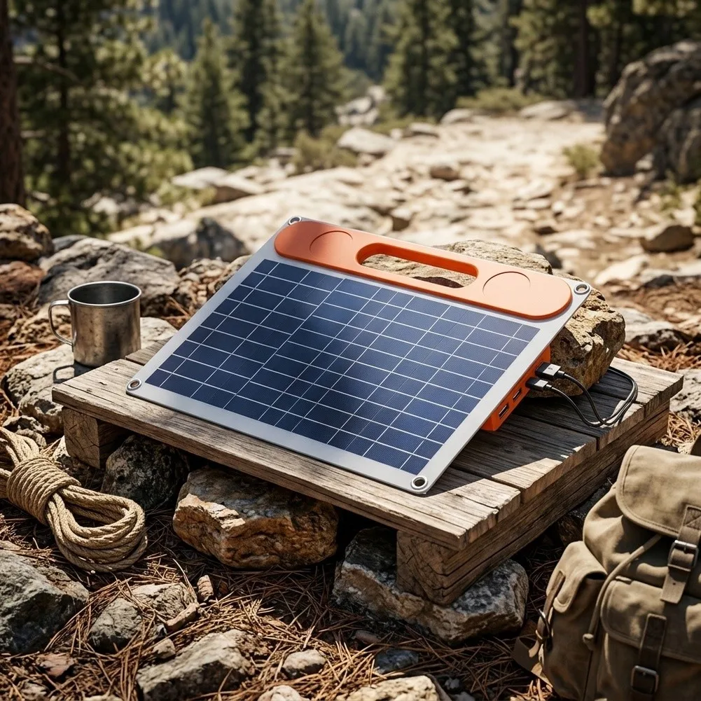 30W Monocrystalline Solar Panel Single Fold With Handle Dual USB Output Fast Charging For Outdoor Camping Hiking Power Supply