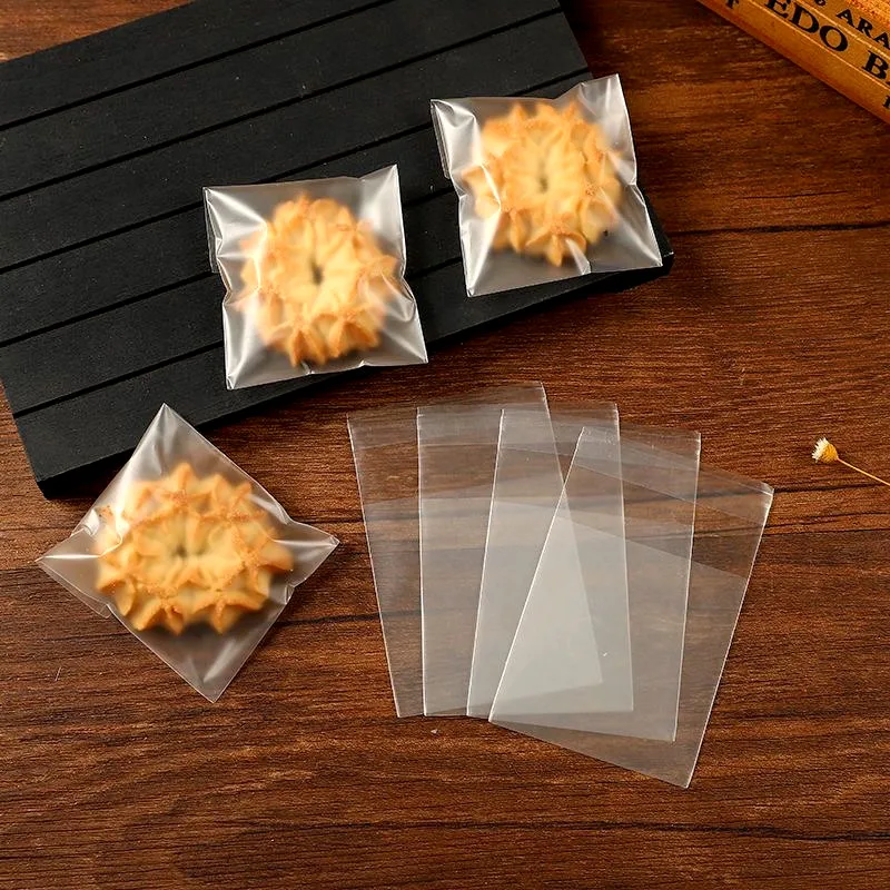 100pcs/bag Transparent Frosted Packaging Bag Baking Bread Cookies Mooncakes Candies Self Sealing Storage Bag