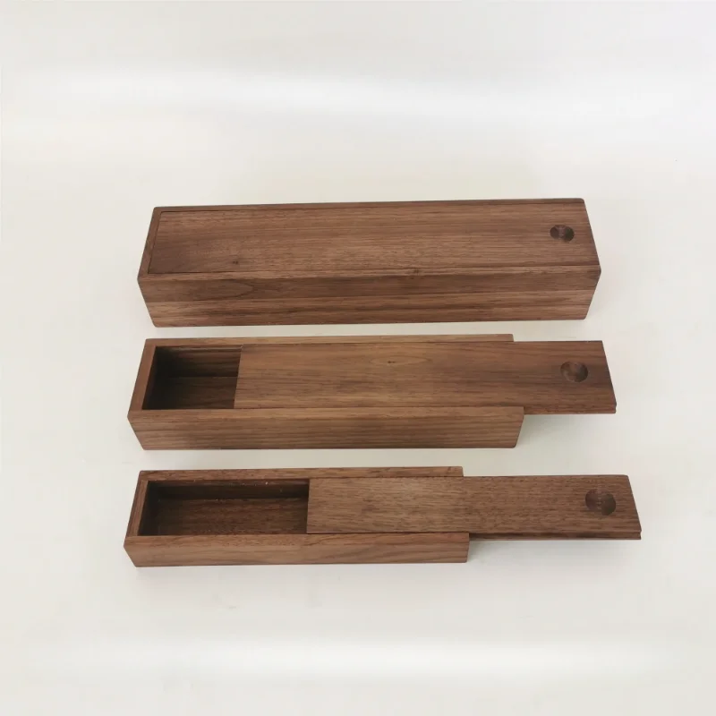 Gift Box Organizer Black Walnut Sliding Cover Multiple Specifications Tea Box Sundries Storage Drawer