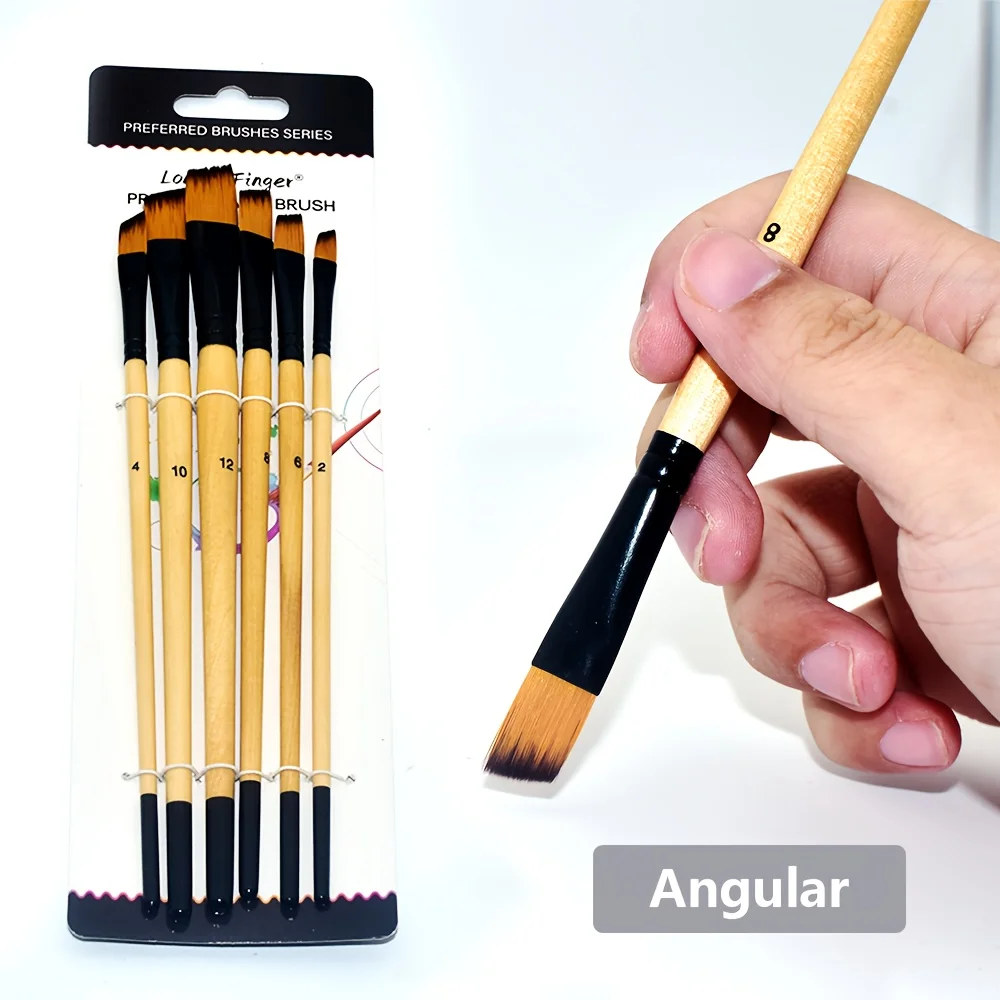 6/24pcs Professional Artist Paint Brush Set Round Filbert Flat Angle Fine Detail Brushes Premium Nylon Brush for Painting