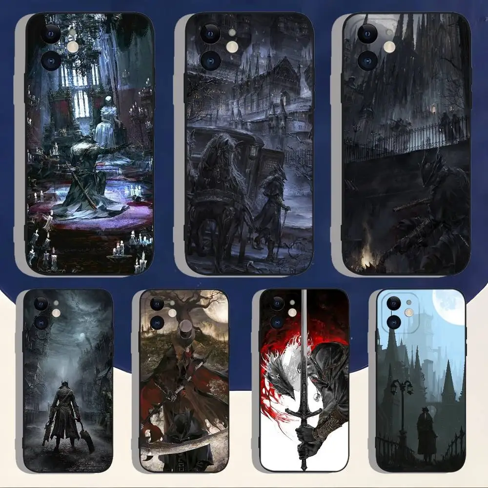 

B-BloodborneS Game Phone Case For iPhone 17,16,15,14,13,12,11,Pro,Max,Plus,Air,X,XS,XR,SE,8,7,Mini,Soft Silicone Black Case