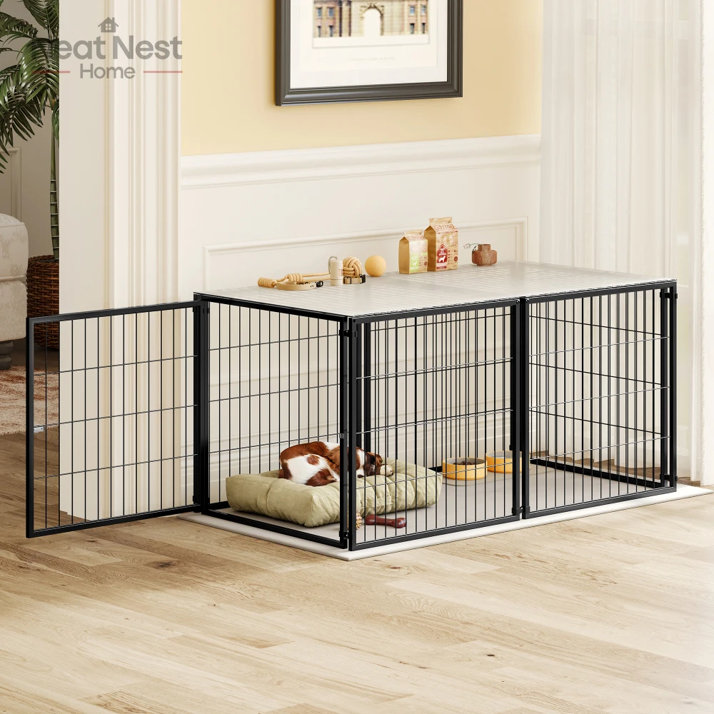 

Large Dog Cage 48" Kennel for Medium Dogs Puppy DOG Playpen with Top,Pet Cage,Indoor dog cage,pet supplies,Easy to assemble