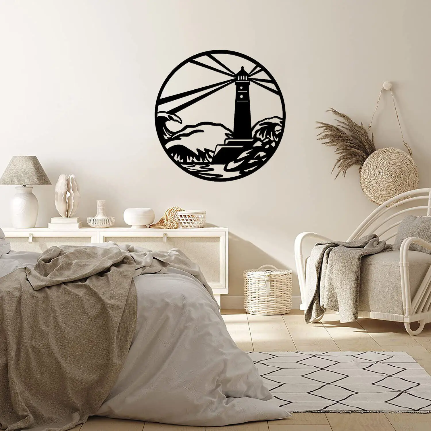 Lighthouse Metal Wall Art Nautical Wall Metal Sculpture Black Metal Wall Decor New Living Room/Home Decoration