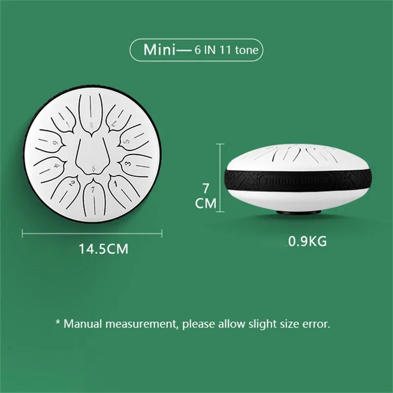 6 Inch 11-Tone Steel Tongue Drum D-Key Hand Pan Drums With Drumsticks For Yoga Meditation Percussion Music Instrument Accessory
