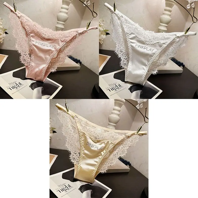 Thin Smooth  Soft Light Luxury Fashion Rhinestone Lace Panties Women's Sexy Mid-low Waist Comfortable Sweet Girl Panties Briefs