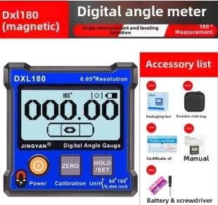 user-friendly DXL180C High Precision Digital Inclinometer: Electronic Angle Meter with Magnetic 180° Measuring Gradient