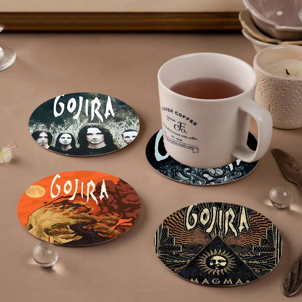 avant-garde metal combination G-Gojira 1pc Pattern Coaster Tea Cup Heat Insulation Pad Anti-scalding Anti-slip Table Bowl Plate