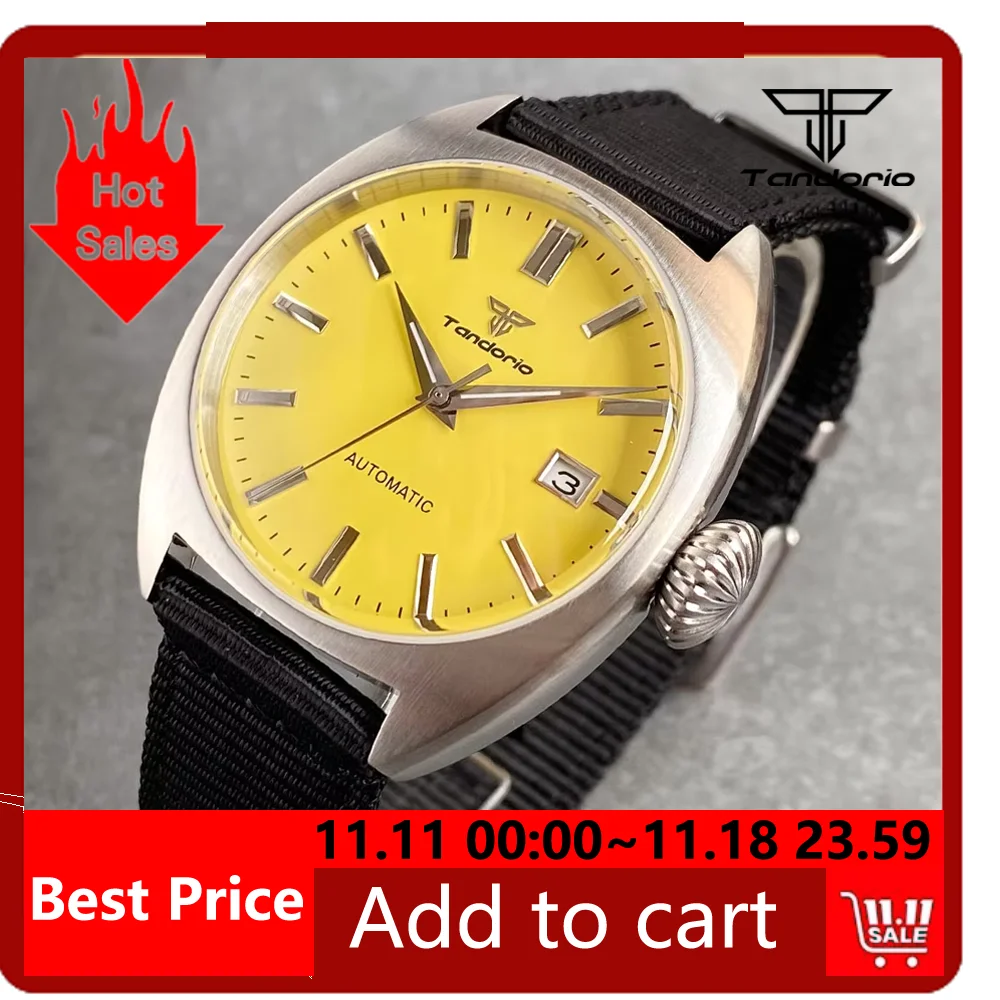 NH35 40mm Tandorio 20BAR Dive Turtle Men Automatic Watch Domed Sapphire Glass Orange Pink Yellow Beige White Black Blue Dial