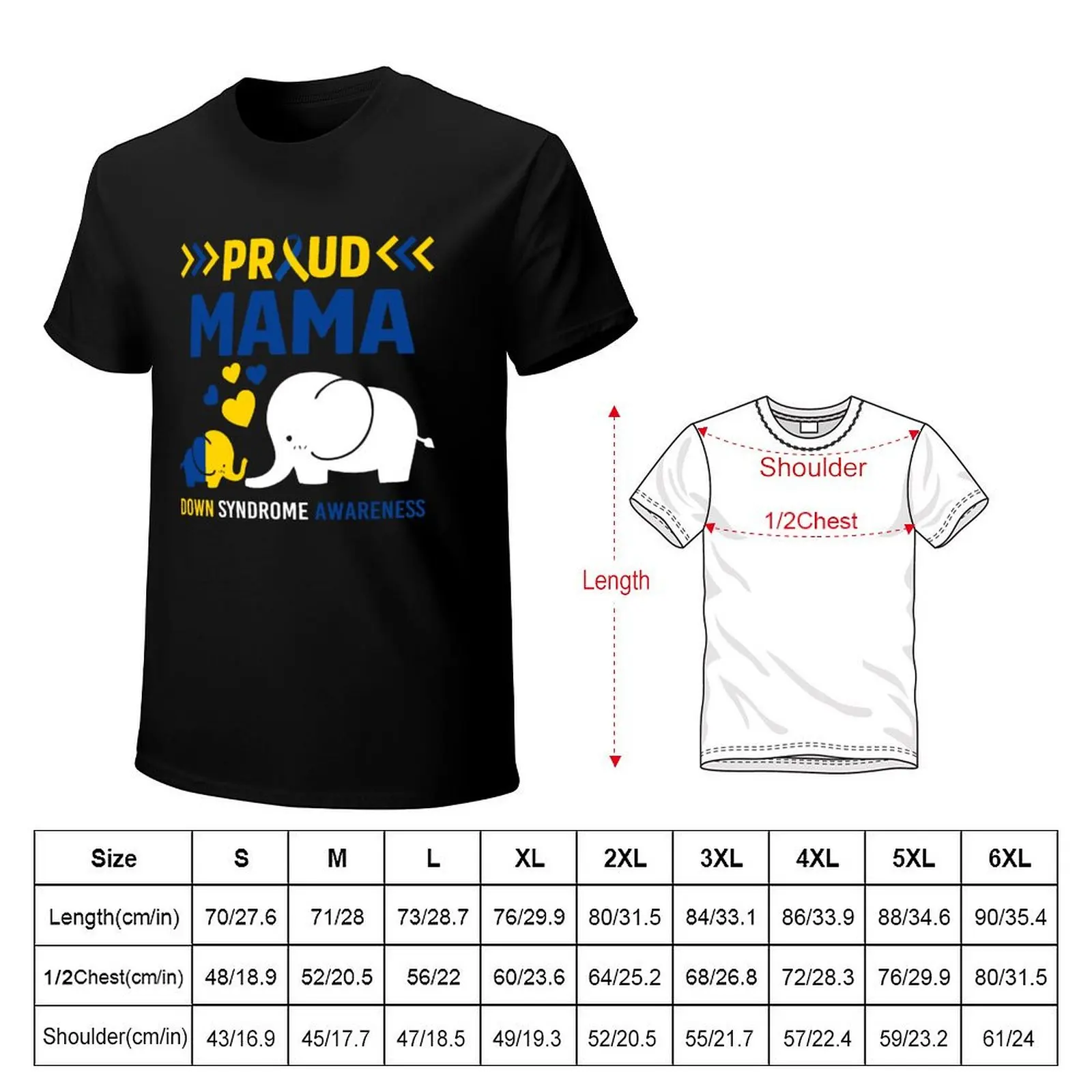 Down Syndrome Awareness Mama Mom Elephant Trisomy 21 T-Shirt Graphic Print Short Sleeve T-Shirt