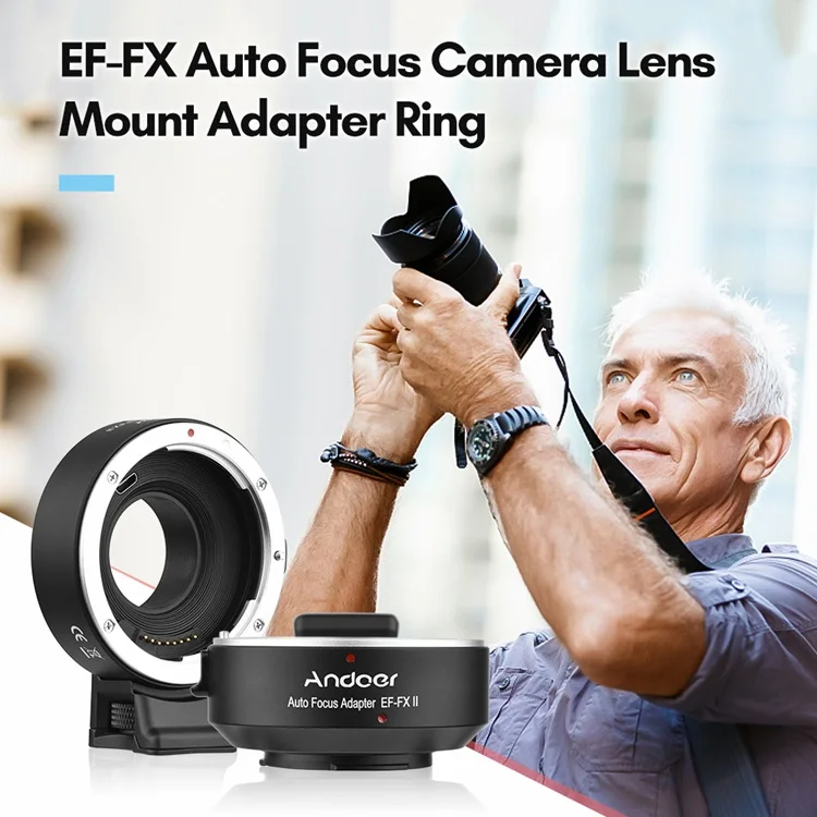 EF-FX II Lens Mount Adapter Ring Auto Focus Anti-Shake with Tripod Mount for Canon EF/EF-S Lens to Fuji X-mount