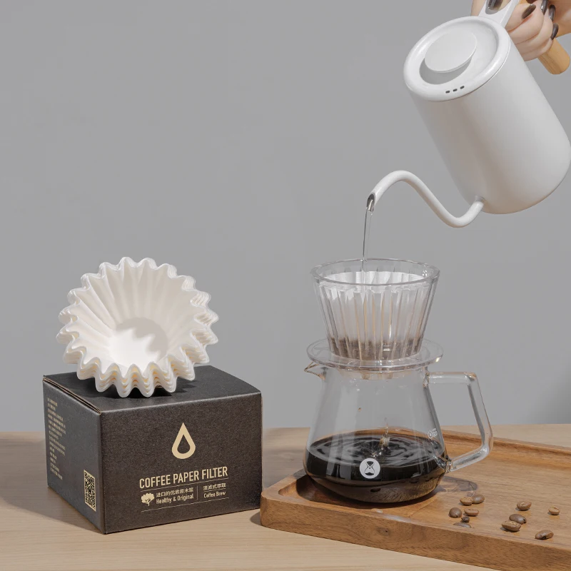 TIMEMORE Coffee Pot Filter Paper By Hand Drip Cup 50pcs American Coffee Machine Filter Fan Cake shape&V-shaped