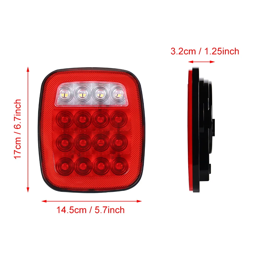 16 LED Stop Brake Reverse Flowing Flashing Tail Light For 1979-2006 Jeep Wrangler YJ TJ CJ Pickup Truck