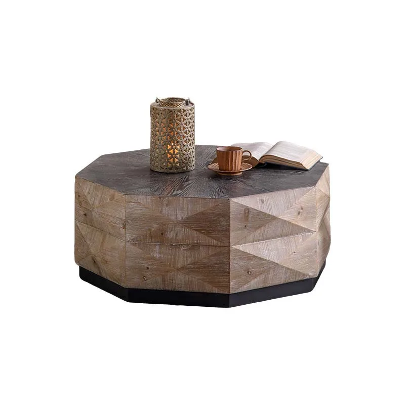 

Solid wood coffee table retro log color model room low round table Bauhaus stylehotel coffee table
