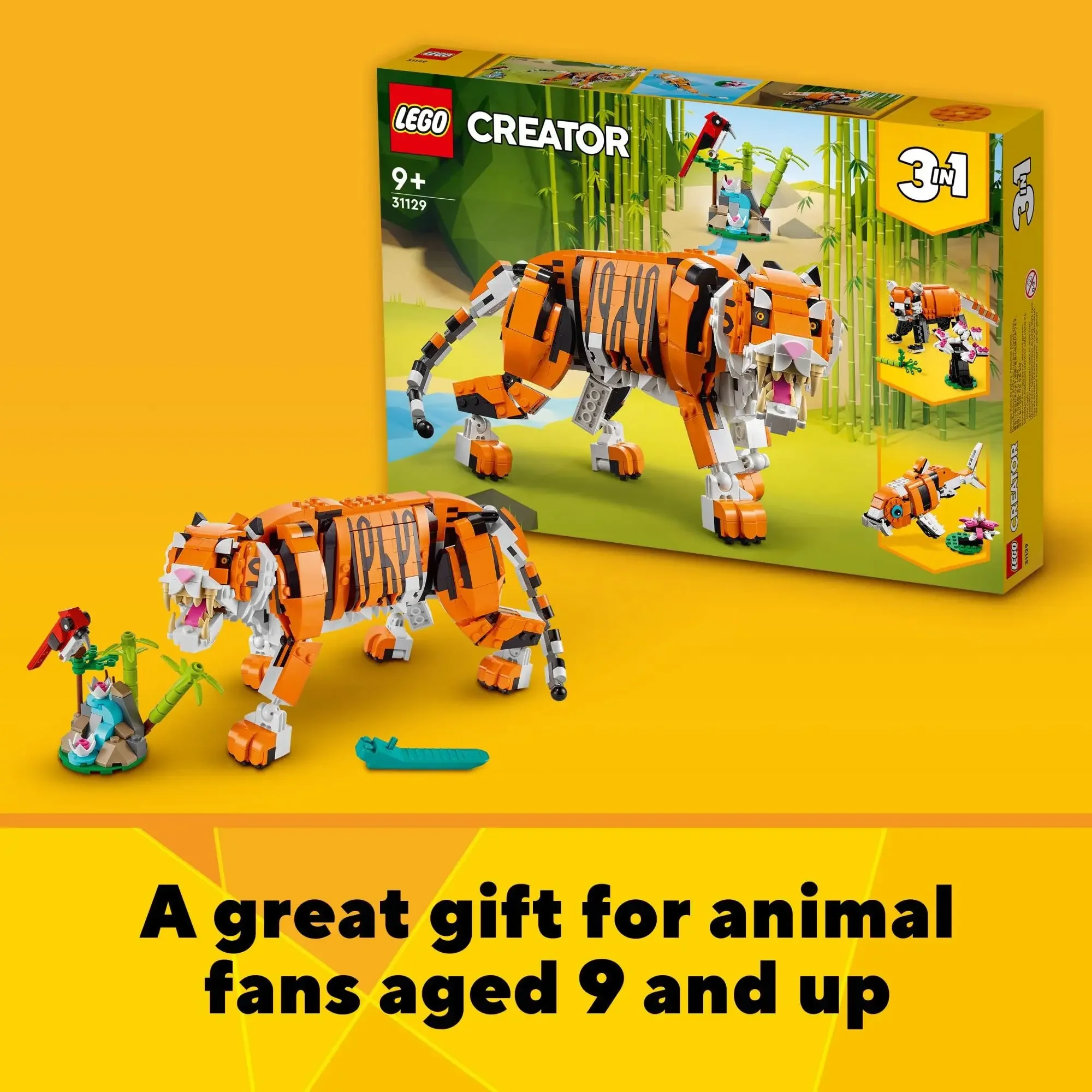 LEGO Creator 3in1 Majestic Tiger 31129 Building Animal Figures Toy Set Kids Boys Girls Ages 9+ Birthday Xmas Gift (755Pieces)