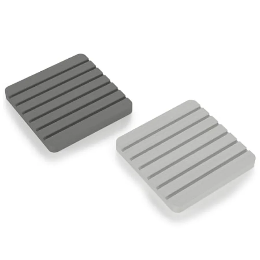 

New StyleWater Absorbent Diatomite Set of 2 Coaster Coasters Rectangle Grooved Design Water Absorbing Coaster Non-silp Desk Durable Cup
