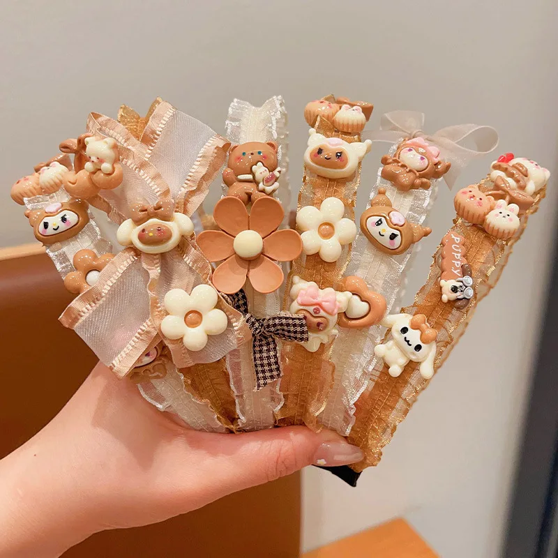 

Sanrio children milk curry hair bands little girl cartoon bow flower hair bands girls non-slip pressure hair accessories