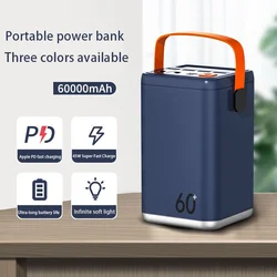 Outdoor Power Bank 60000mAh Portable PowerBank External Battery Pack PD45W Fast Charger For Xiaomi iPhone mobile power station