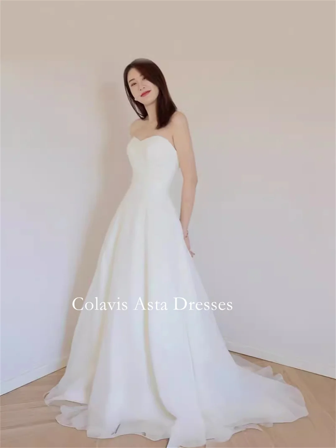 Colavis Asta Wedding Dresses Floor Length 프롬드레스  Korea Lace-up Organza  Simple Photoshoot Outdoor Bride Gowns Party Women Bride