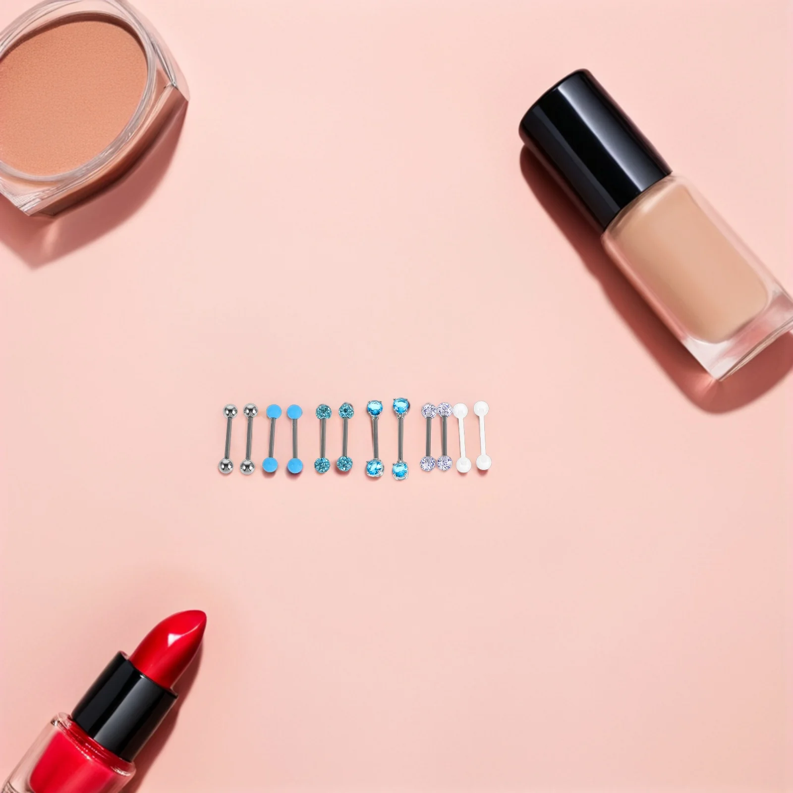 

12Pcs Pearl Tongue Rings Stainless Steel Zircon Sparkling Jewelry Lightweight Comfortable Daily Wear Special Occasions