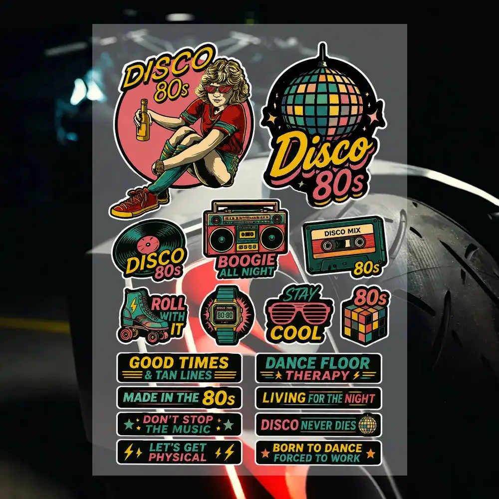 A-disc-co 80s Racing Motorcycle Stickers Set Waterproof Vinyl Decals For Helmet Motorcycle Car Laptop Skateboard Luggage