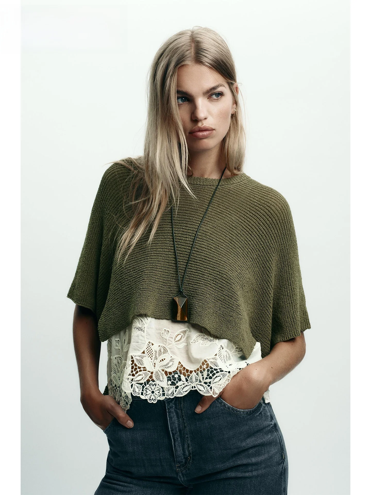 

ZAPRHA 2025 Autumn Faion ort Sve Loose Knitted Sweater Women's Patchwork Overhead Top Comfortable Breathable Casual