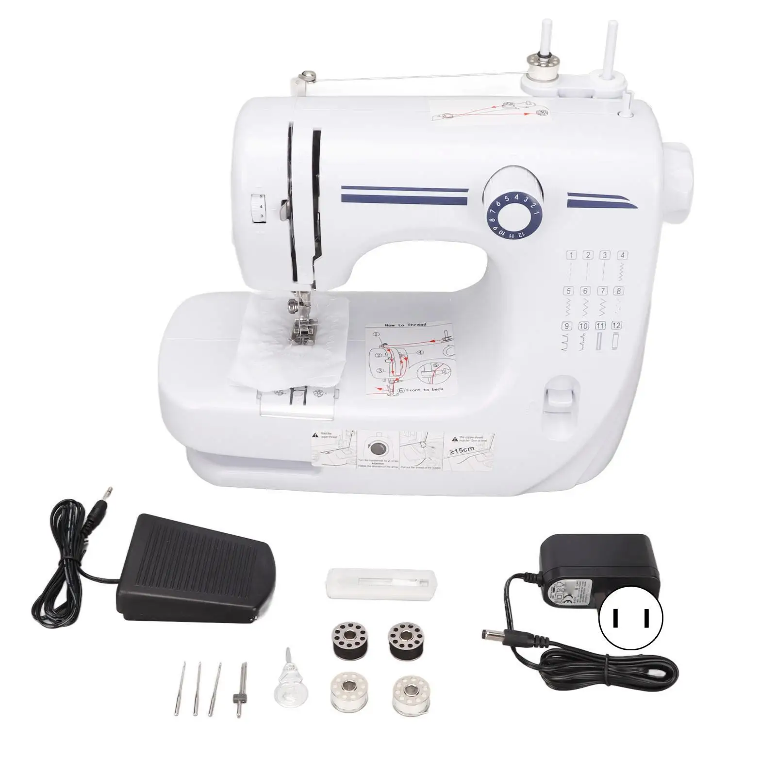 

Compact Mini Electric Sewing Machine with Built-in Light & 12 Stitches for home Crafting