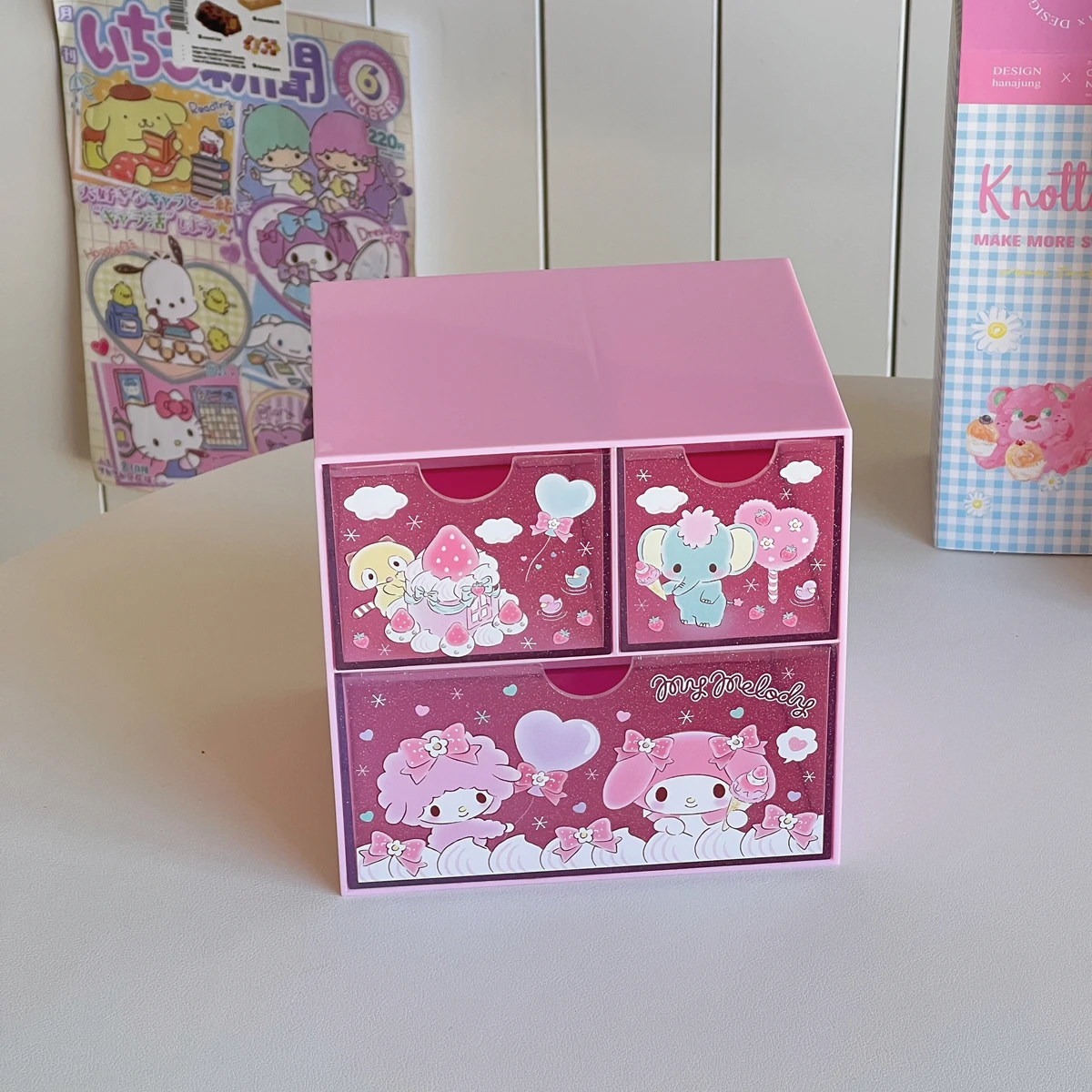 Kawaii Sanrio Kuromi Pen Holder Hello Kitty My Melody Cinnamoroll Girl Cartoon Large Capacity Desktop Stationery Storage Box