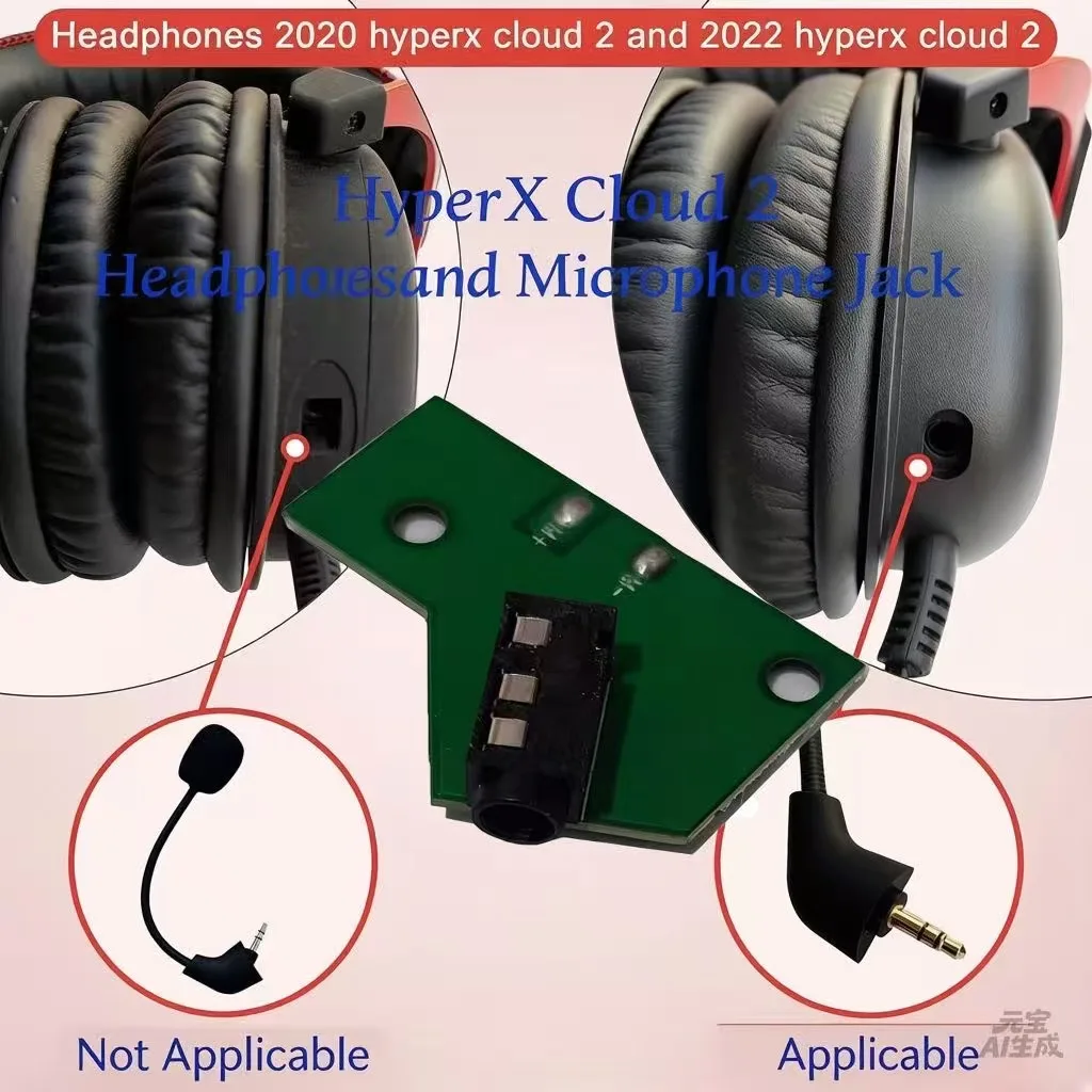 Replacement 3.5mm Microphone Jack For HyperX Cloud2 Wired Headphones(2022 Versions)