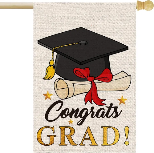 Diploma Cap Congrats Grad House Flag 28X40 Inch Double Sided outside Class of 20 705353639128 ZZY