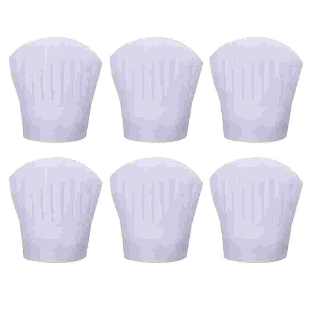 Chapeau de Chef en Tissu Non Tissé, Simple, Confortable, pour Serveur Alimentaire, Cuisine au Barbecue, Adapté à la Plupart des Personnes, 6 Pièces