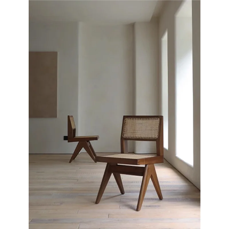 

Wabi Sandy Wind Solid Wood Rattan Chair Household Dining Chair Medieval Homestay Furniture Leisure Back Chair Chandigarh