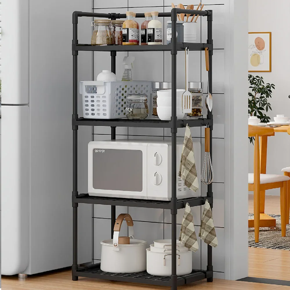 

Kitchen Storage Rack Floor Standing Multi-layer Household Microwave Stove Easy To Assemble Bathroom Kitchen Pantry Closet