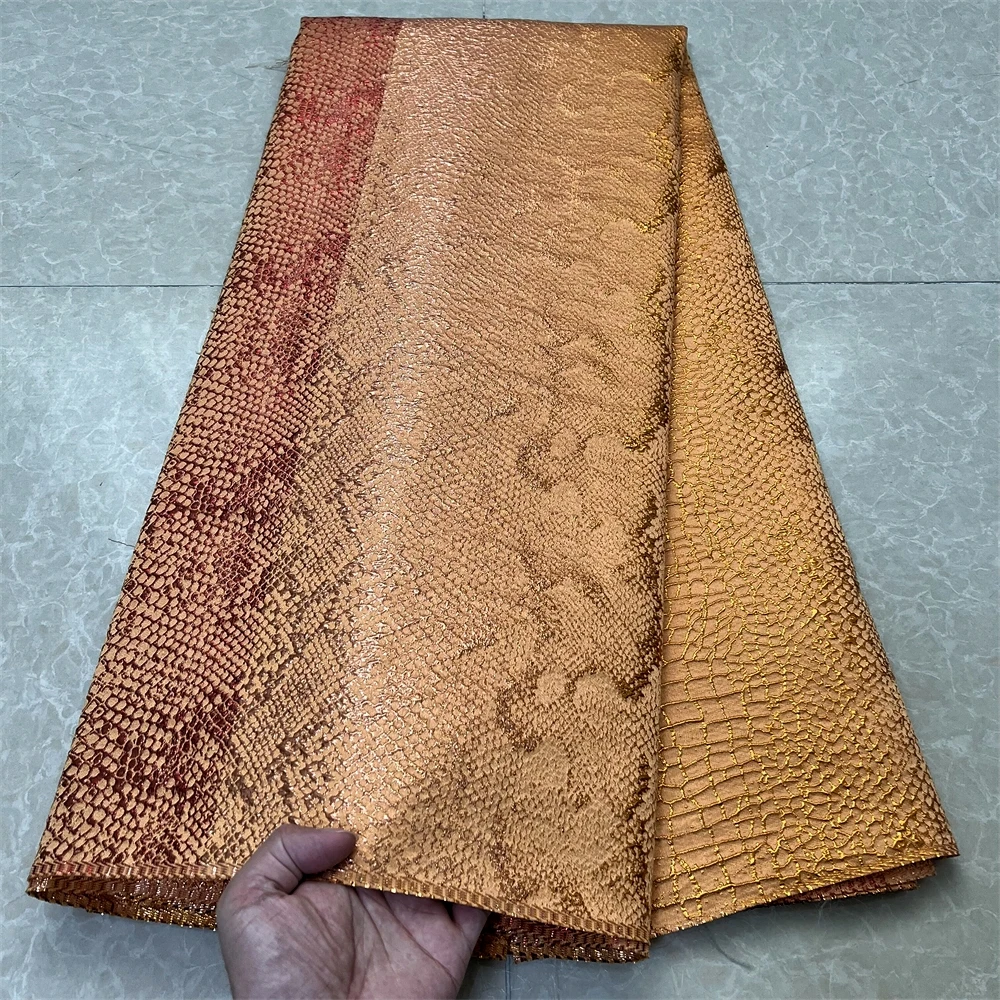 2024 High Quality African Nigerian For Sewing Tulle Lace Fabric Organza Embroidery Party Dress Damask  Jacquard 5Yard HD085