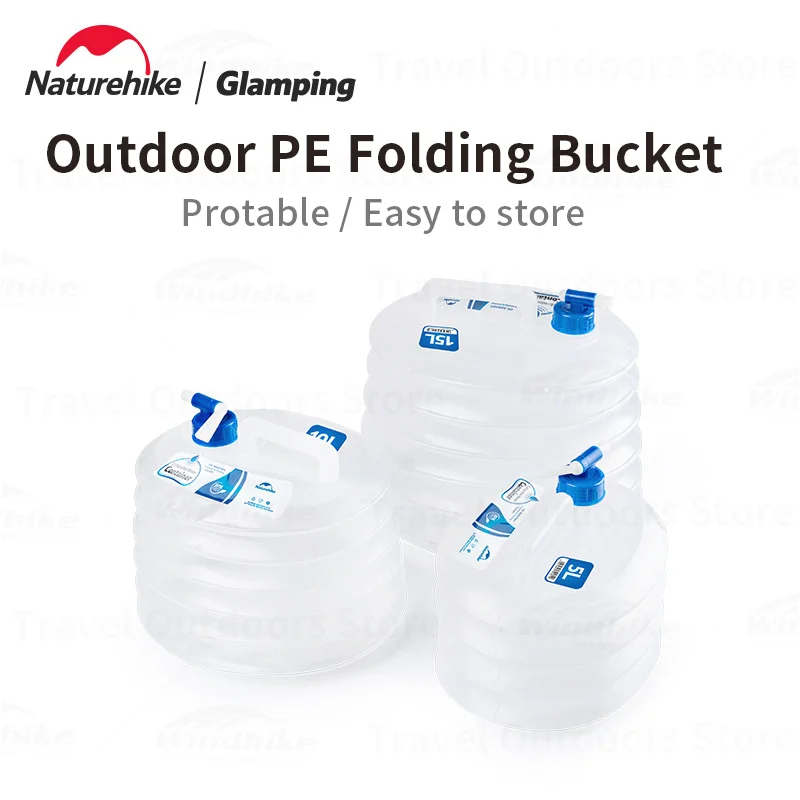 Naturehike Outdoor Folding Water Bottle Bucket 5L/10L/15L Camping Hiking Water Bottle With Handle Hiking Storage Tank Portable
