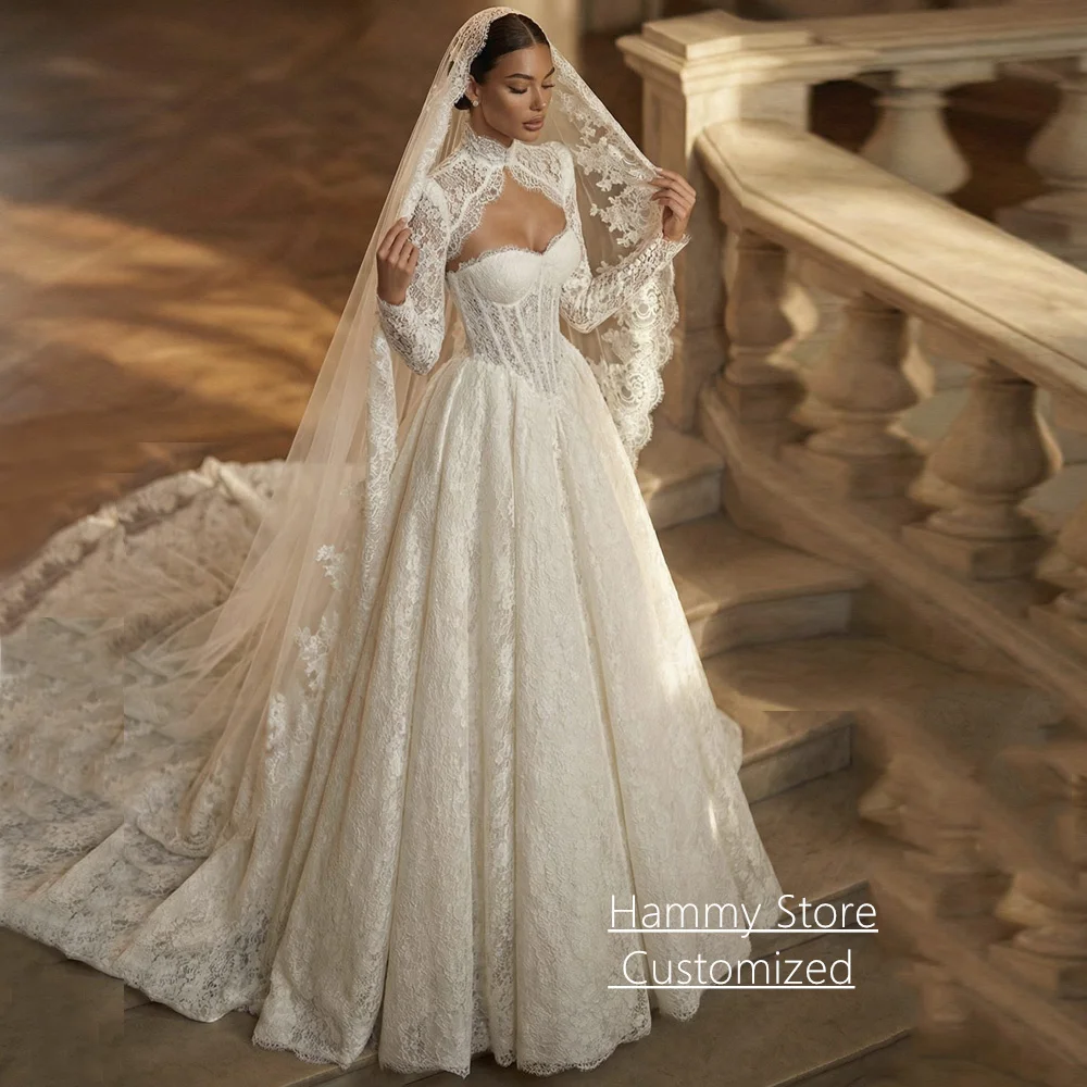

New Arrival Wedding Dress with Bolero Jacket Customized Sweetheart Beading Pearls Corset Bridal Gown Robe De Mariage