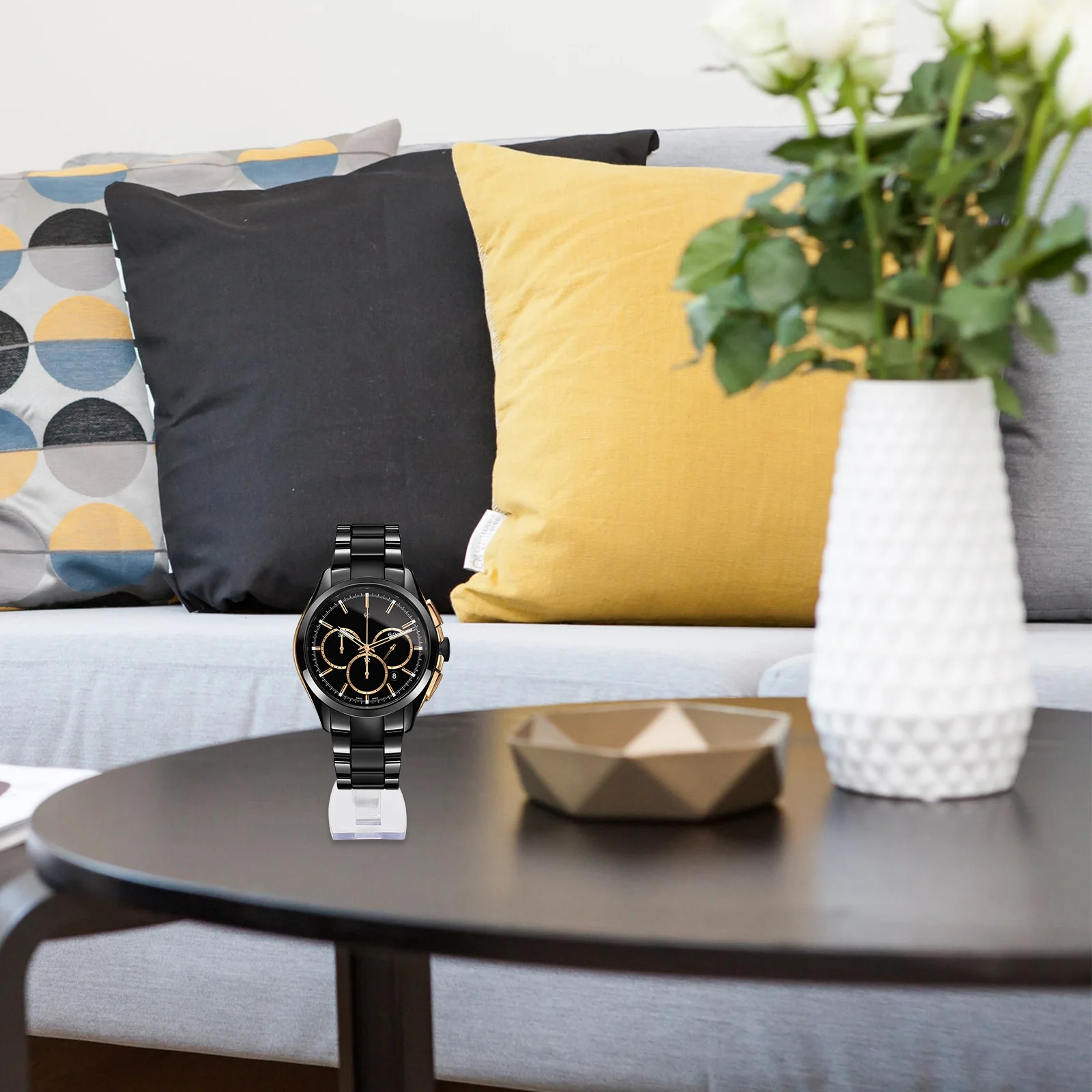 6Pcs Plastic Watch Display Racks Clear Stand for Watch Holder Long Style Showcase Display Stand Holder Ample Space Stable Base