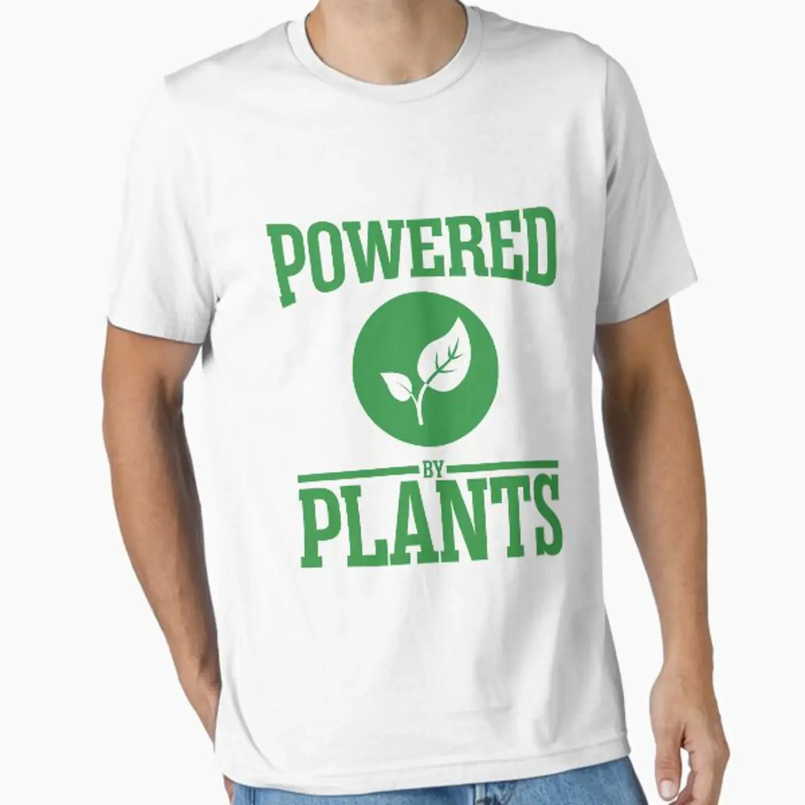 Mit Pflanzenenergie betrieben. Essential T-Shirt im Vintage-Look, vielseitig, bequem, atmungsaktiv, grafisch bedruckt, dehnbar, weich, Designerkleidung.
