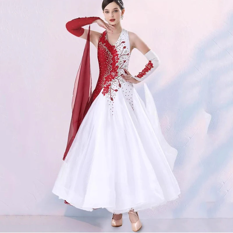 Customized High-end Ballroom Dance Competition Dresses Women Standard Modern Dance Dress Big Swing  Party Performance Clothes