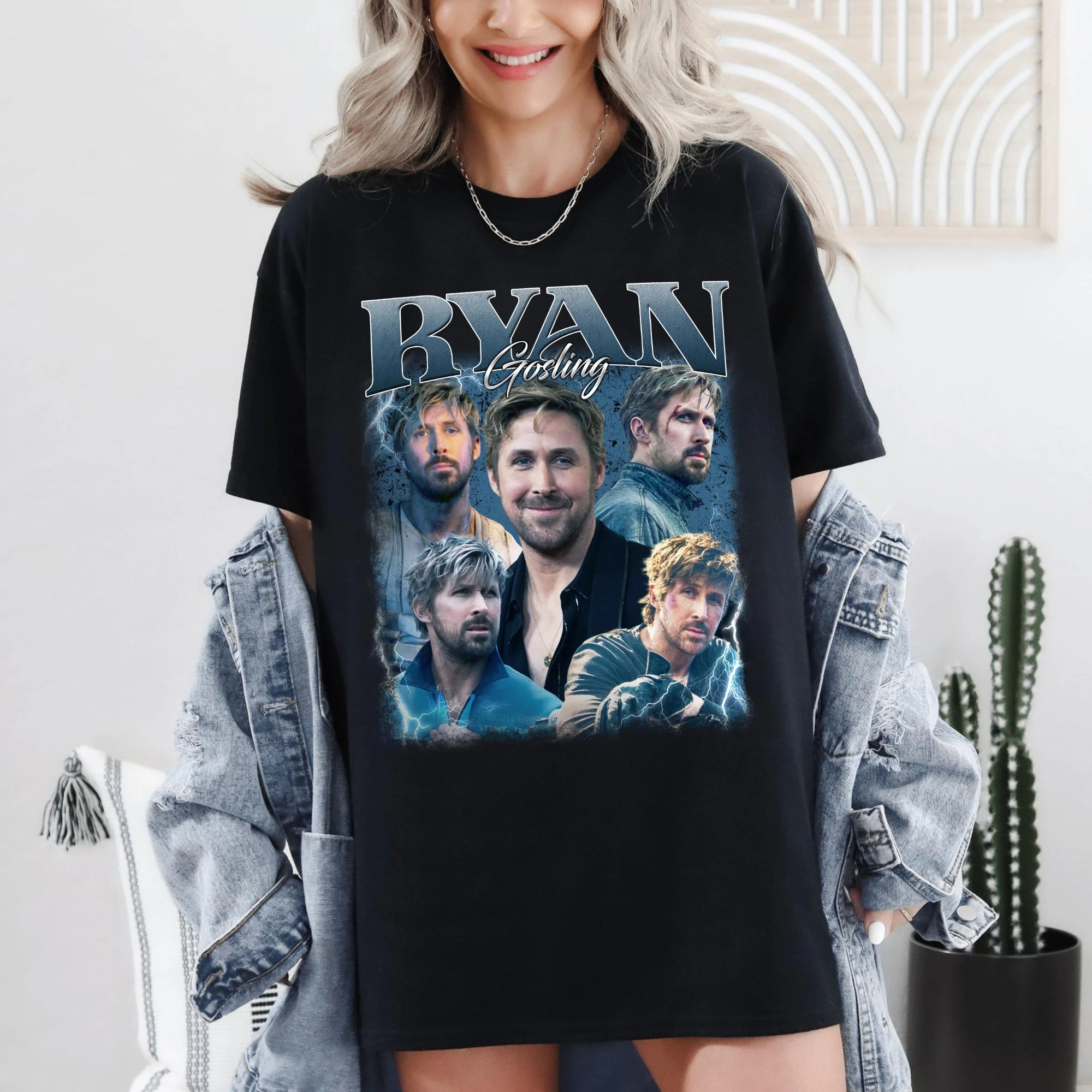 Ryan Gosling Printed Women's T-shirt Spring/Summer Fashion Trend Pure Cotton Top Neutral Round Neck Short Sleeve T-shirt